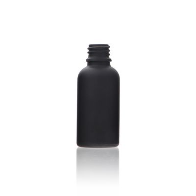empty cosmetic essential oil bottle 30ml matte black serum round glass dropper bottle with Customized color lid