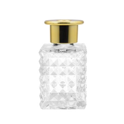 Luxurious decoration glass home reeds diffuser bottle with golden cap 