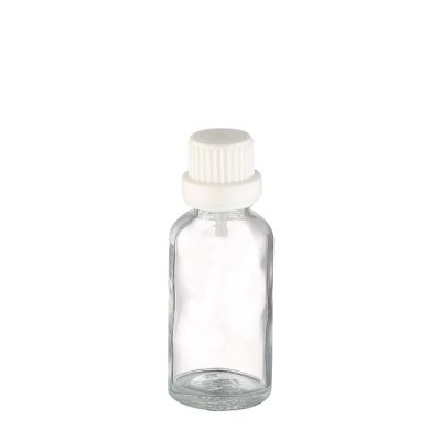 clear essential oil bottles 100ml serum container round shoulder clear glass bottle with silver screw cap and insert