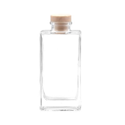 square 100ml clear empty aroma diffuser glass bottle with stopper
