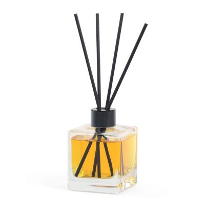 Square fragrance empty glass bottle for reed diffuser with screw off cap