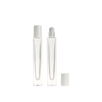 Newly 10ml Empty Clear Essential Oil Perfume Roll on Glass Bottle with Glass Roller Ball and White Cap