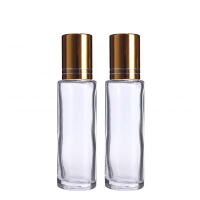 High quality 15ml clear empty essential oil roll on perfume glass roller bottle with steel roller ball and golden cap 