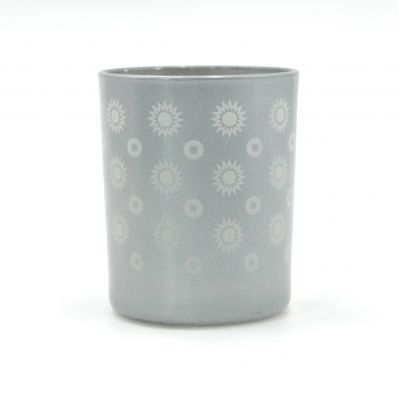 Metal Lid Candle Container Grey Glass Candle Jar