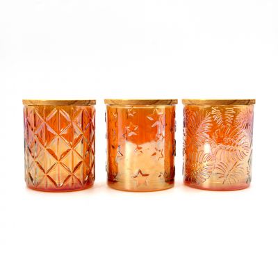 Ribbed Glass Candle Jar 500ml Amber Candle Jar