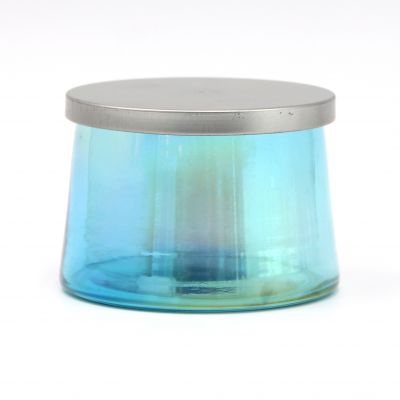 Empty Candle Glass Jar with Lid Blue Candle Jar Glass 