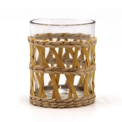 Clear Empty Glass Candle Holder With Handmade Knit 