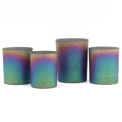 Iridescent Round Holidays Candle Holder Set For Home Decoration
