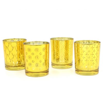 Designer Glass Candle Jar 8oz Candle Jar Gold 