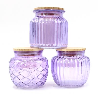Luxury Candle Glass Jar with Lid Purple Glass Candle Jar