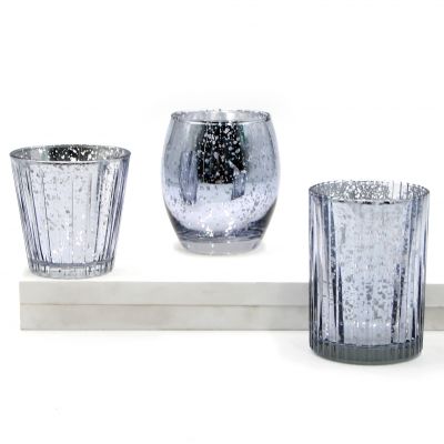 Unique Luxurious Silver Glass Candle Holder For Wedding Decoration