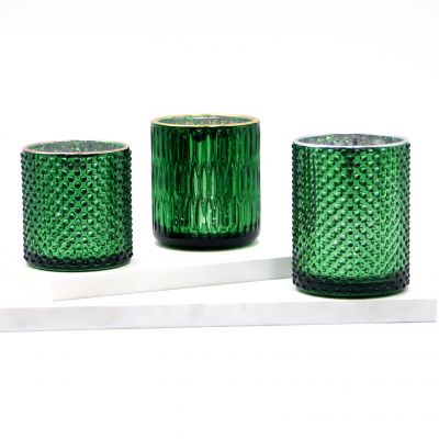 Dark Green Glass Decorative Candle Jar For Christmas