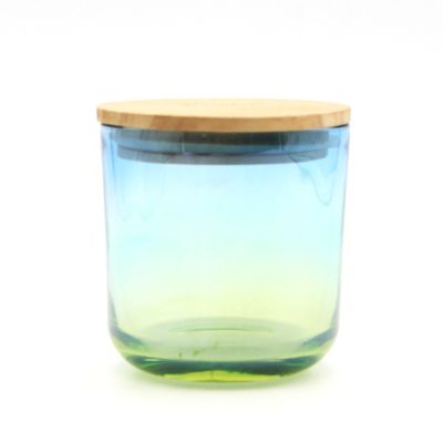 Round Empty Candle Container Glass Jar with Wooden Lids 