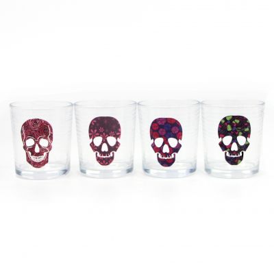Customized Modern UV Printing Clear Glass Candle Holder For Halloween