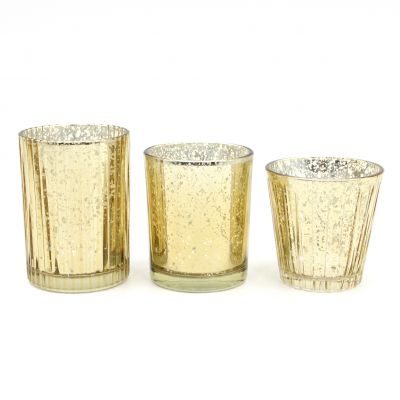 China Round Gold Electroplated Tealight Glass Candle Holder