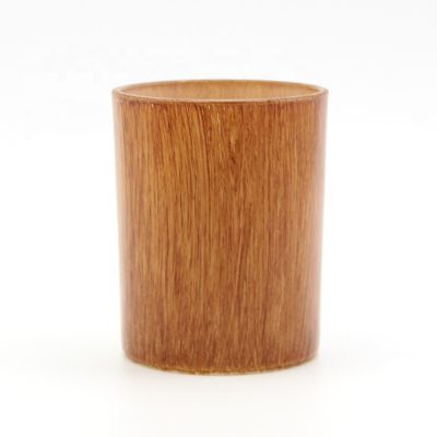  Unique Wood Pattern Round Glass Fancy Candle Jars 