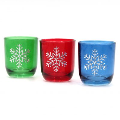 Colored Glass Tea Candle Holder for Christmas