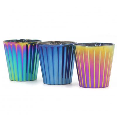 Hot Selling Iridescent Candle Holder Tealight Glass Holder for Wedding 
