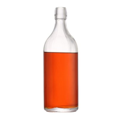 Customized Recycled Clear Round Classic Glass Bottle 1000 ML With Swing Top