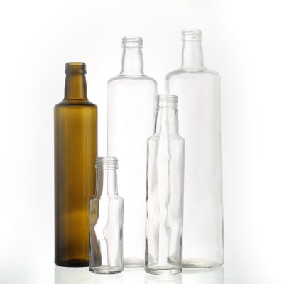 High quality clear round glass vinegar bottles cooking olive oil glass bottles for kitchen use 