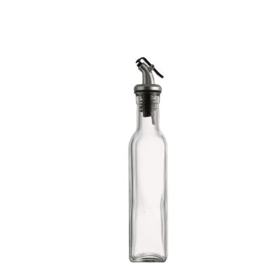 Factory design low price 250 ml clear Square Olive oil Small Glass Bottle With stopper 