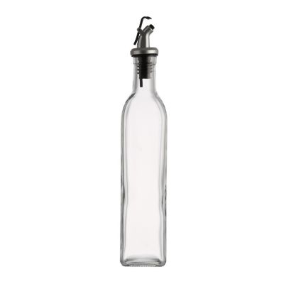 High end best price 500 ml clear Square Cooking Olive oil Glass Bottle With cover
