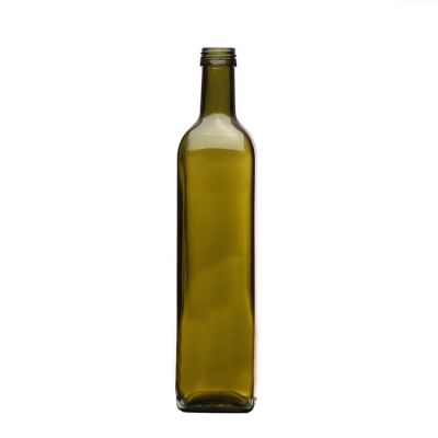 High quality 750 ml dark green square glass olive oil bottle with screw lid