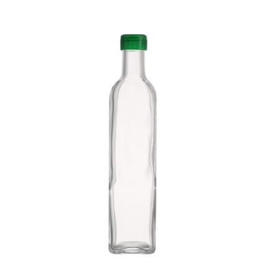 Factory Price 500 ml Square transparent glass olive oil cooking oil bottle with Screw 