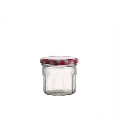 Cheap stocked clear bonne maman glass jar 200 ML jam honey bottle metal airtight lug lid 