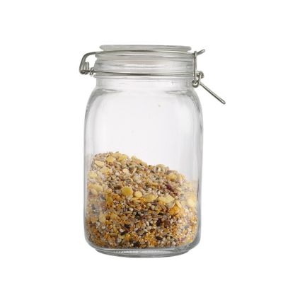Fair Price 1500 ml clear wide mouth clear storage airtight glass jars with Cover