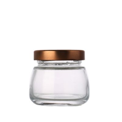 Fancy shape mini 70 ml round food clear honey bird nest glass jar with screw lid