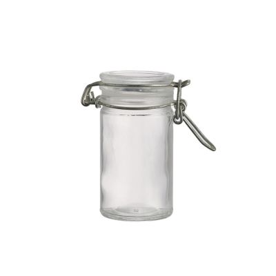 80 ml Empty Round Containers Glass Storage Pickle Jar With Airtight Glass Lid