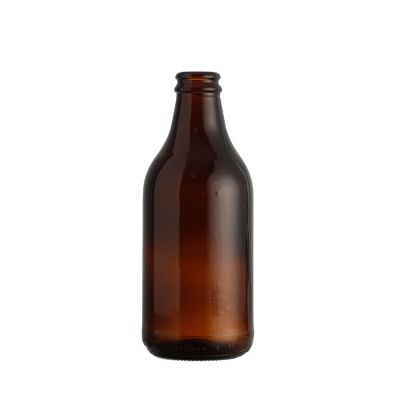 China products good price top quality 300 ml amber empty glass beer bottle with crown 