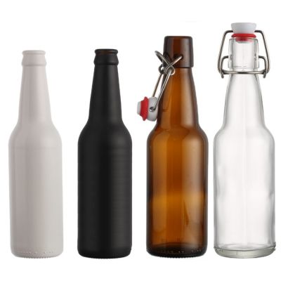 Wholesale 12oz empty 330 ml custom amber clear black color beer glass bottles for brewery 