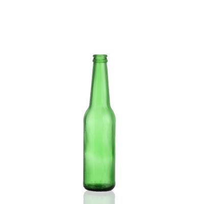 Stocked low price top quality 330 ml clear green Glass Beer Bottles with crown
