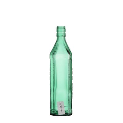 700ml square transparent green carbonated buckle sealed glass beer bottle with screw