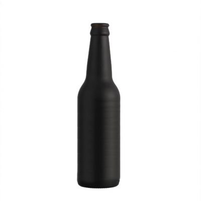 Wholesale 12oz empty 330ml custom shiny logo matte black frosted beer glass bottles 