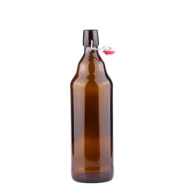 Factory Supplier Amber Empty Style Beer 1000 ml Tall Big Size Glass Bottle with Swing 