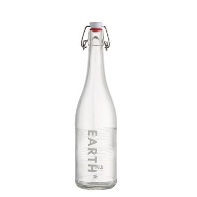 Fashionable empty custom cheap price 750 ml clear glass beer bottles with swing top 