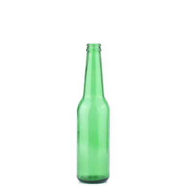 Hot selling custom label printing 330ml green beer glass bottles with crown lid