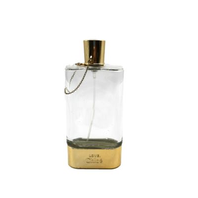 perfume glass bottle 100ml unique design golden cap