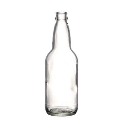 Wholesale new empty 500ml clear drinking beer glass bottles with crown lids for sale