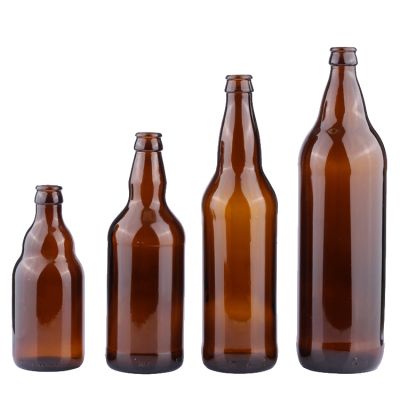Wholesale amber 350ml 500ml 650ml 1000ml empty flasche bier glass beer bottle crown top 