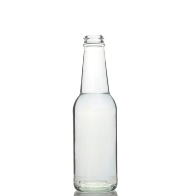 Wholesale custom logo 250 ml empty stubby 8oz clear beer glass bottles with metal lids 