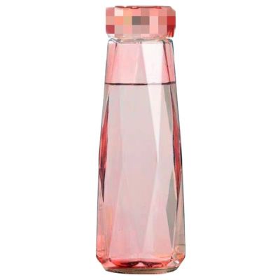420mlL Transparent Fancy Glass Bottle for Water Drinking With Logo Printed On Bowl Cover 