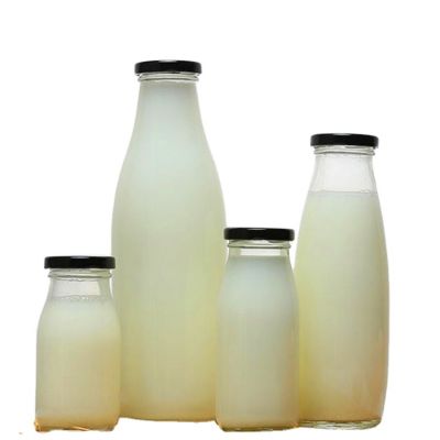 Seal Round Glass Milk Bottle 200ML 250ML 500ML With Metal Lid For Juice Milk Tea Coffee Yogurt 