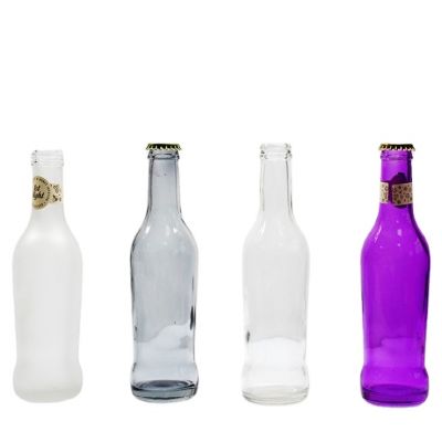 Colored 250ML Glass Wine Drinking Cocktail Beverage Bottle with Crown Cap
