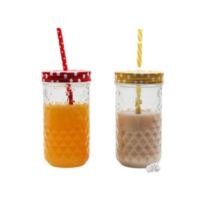 Wholesale 10oz 300ML Glass Drinking Jars with Lids and Straws 
