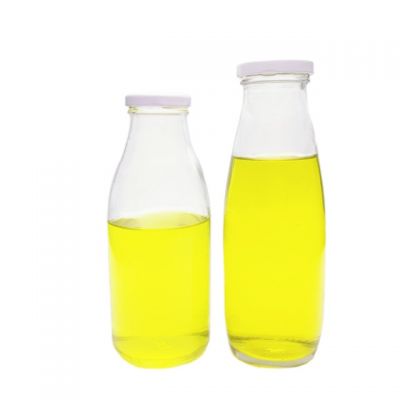 China supplier mass production Round clear 500ml Beverage bottle glass milk bottles with metal lids 