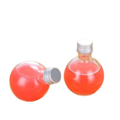 Wholesale Transparent Mini Round Ball Lamb Bulb Beverage 180ML Glass Bottle with Screw cap 
